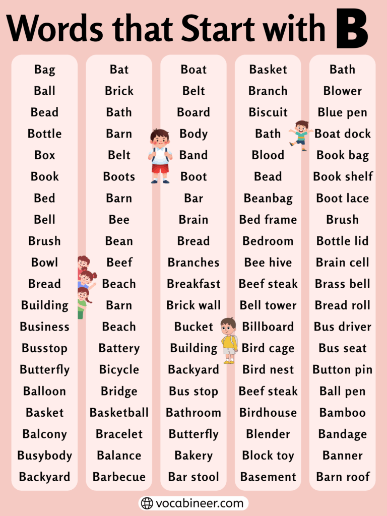 Words That Start with Letter B | List of 444 Useful English Words