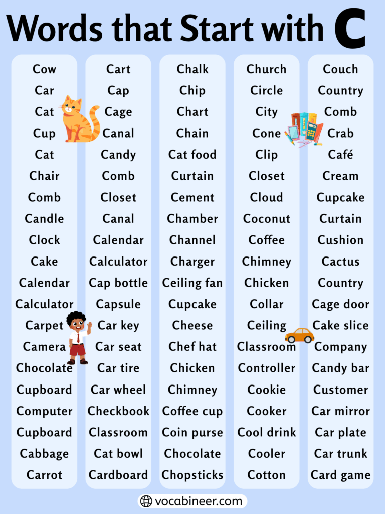 Words That Begin with C | 400+ Common Words List in English