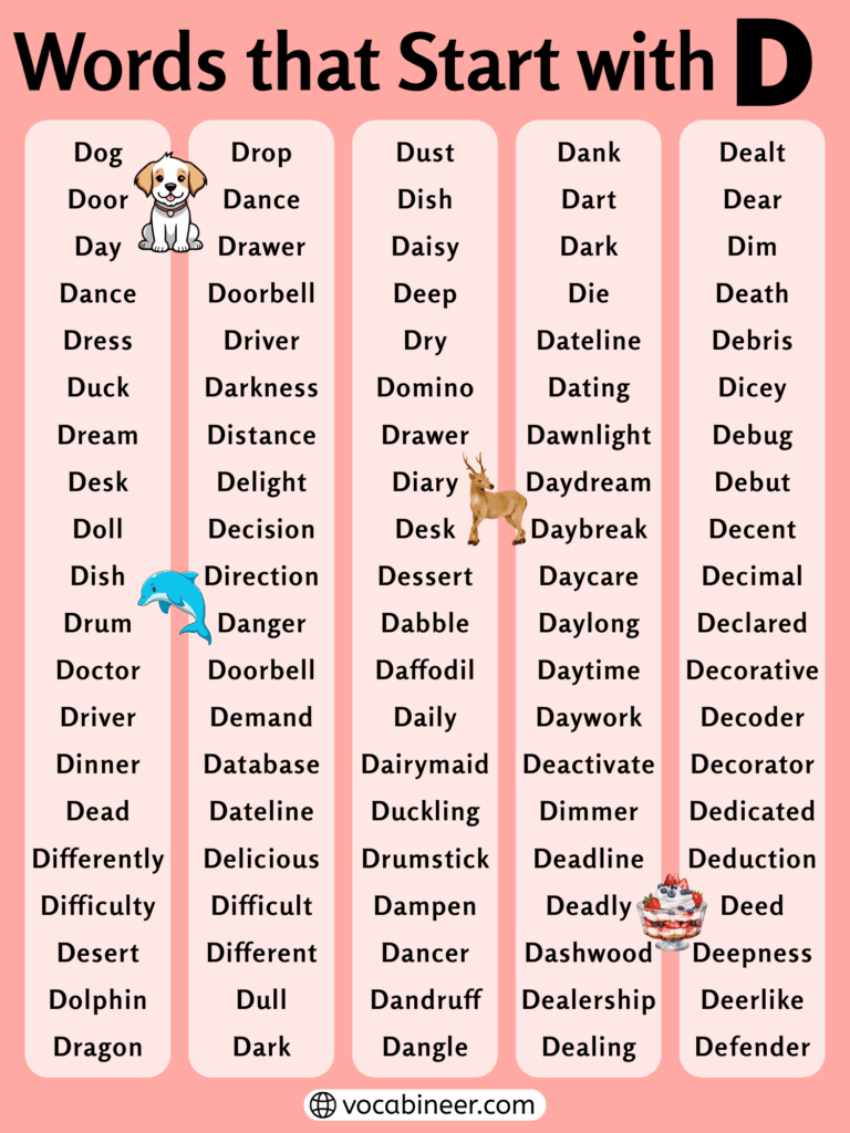 Words That Start with D | List of 422 Helpful Words in English