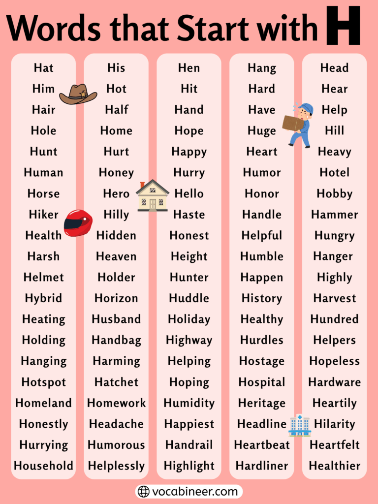 344 Common Words That Begin with H in English