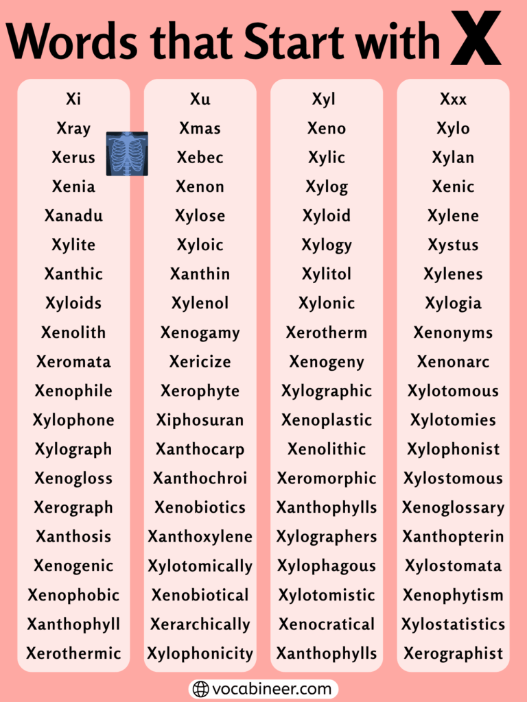 List of Words That Start with X in English