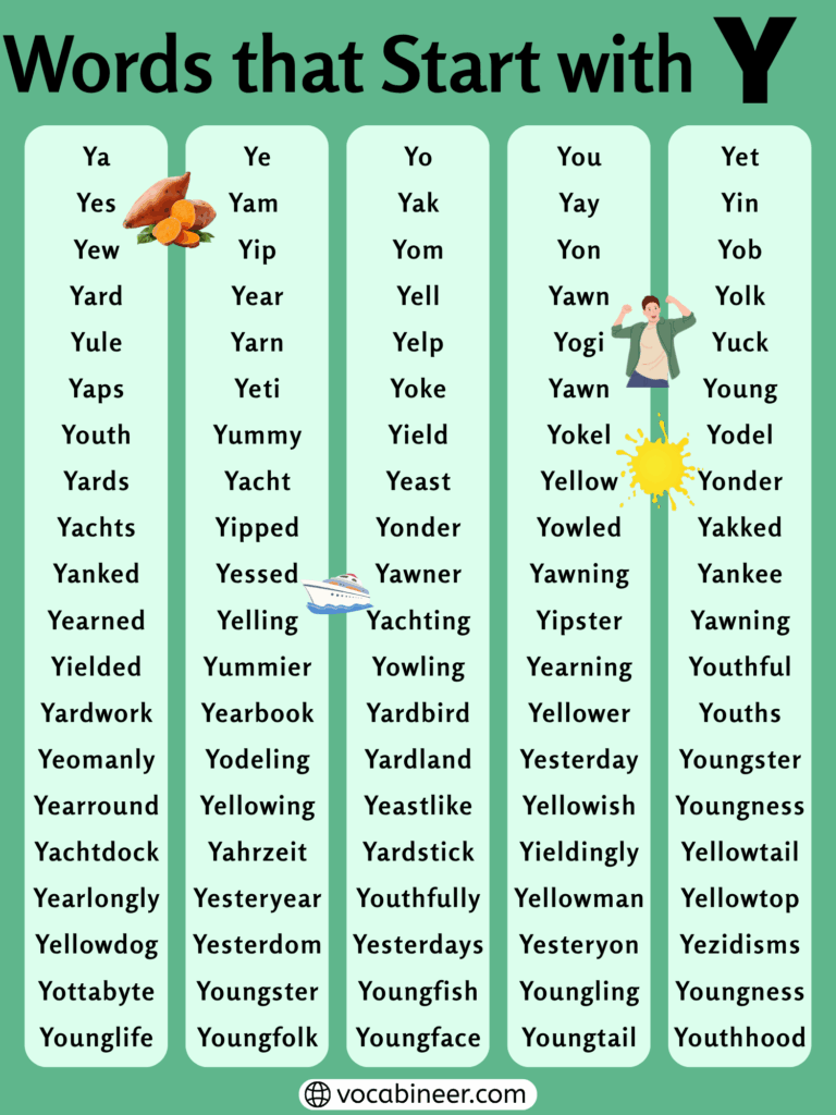 Words That Start with Y | Useful List of English Words
