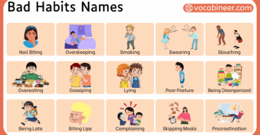 Bad Habits Names in English with Pictures