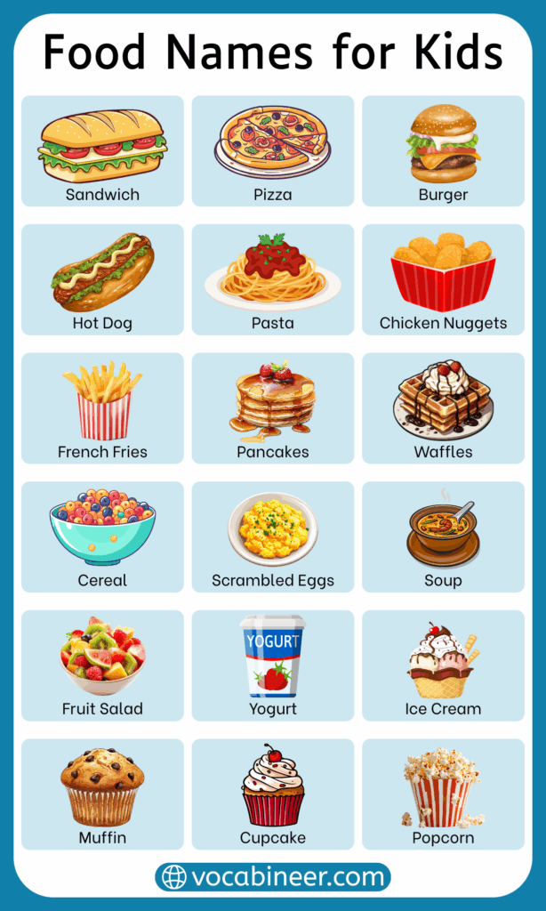 100+ Food Names for Kids in English with their Pictures