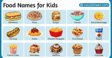 Food Names for Kids in English with their Pictures