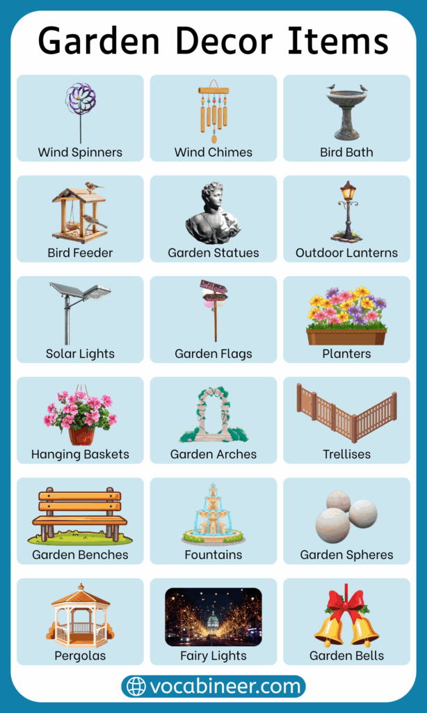 Garden Decor items Names in English with Pictures