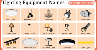 Lighting Equipment Names in English With Pictures