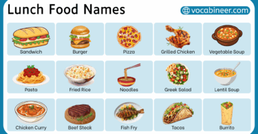 Lunch Food Names in English with their Pictures