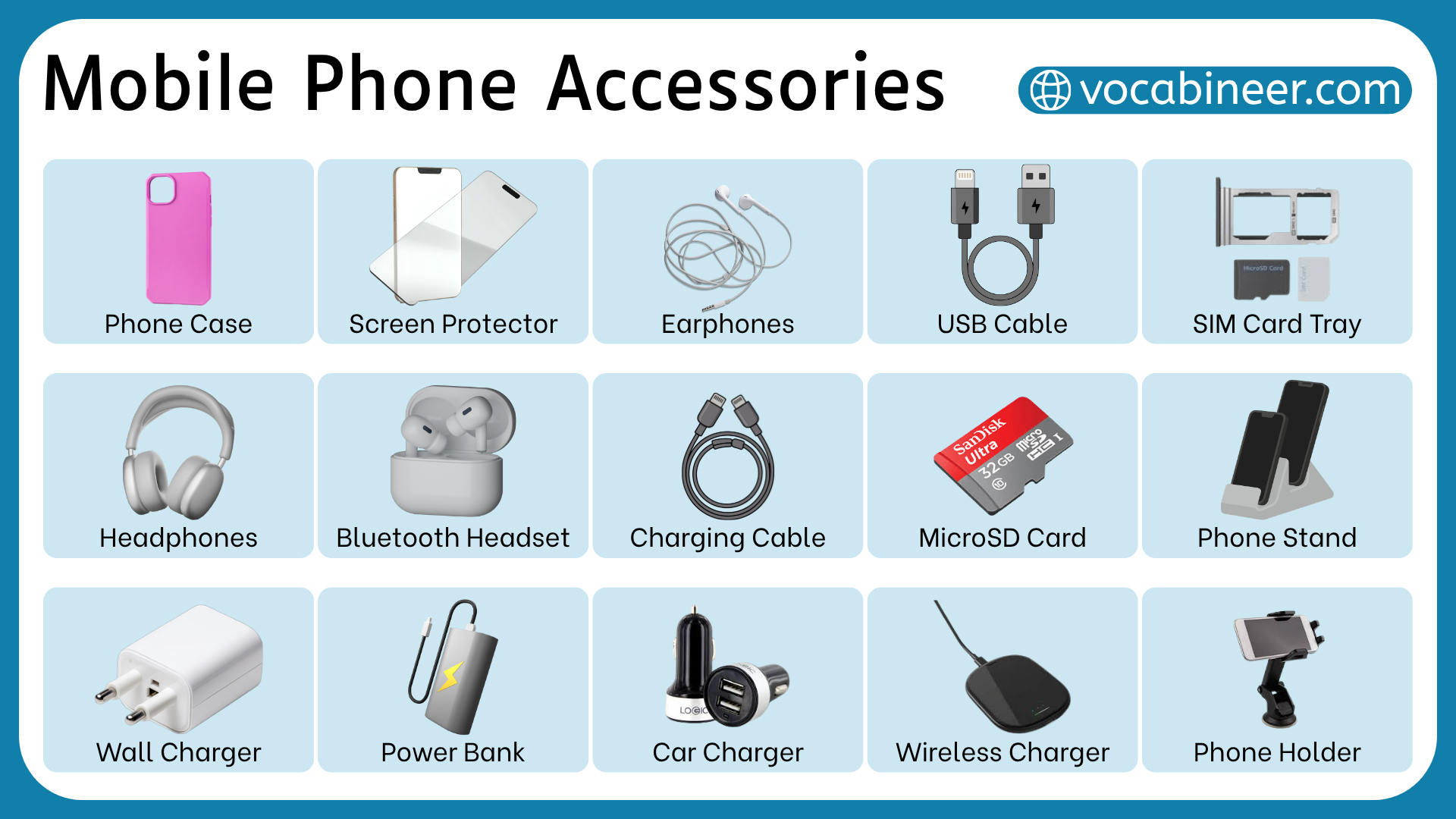 Mobile Phone Accessories And Their Names With Pictures