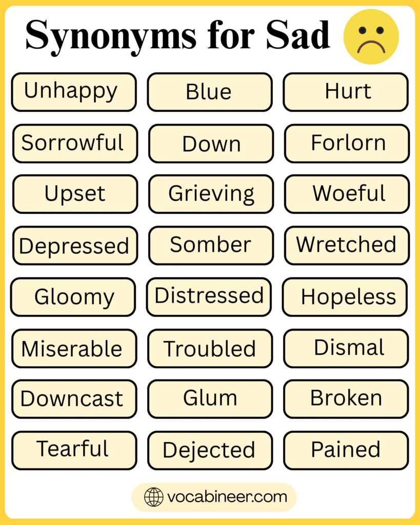 Sad Synonyms: List of 110 Synonyms for Sad In English