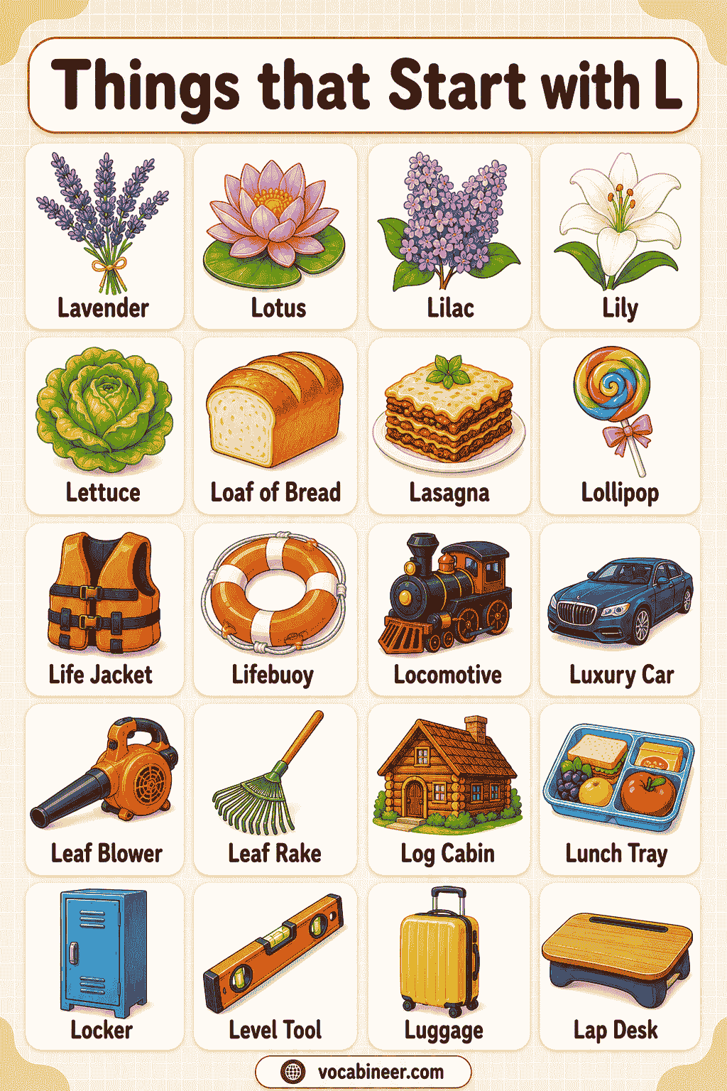 Things Beginning with L for Kids and Beginners