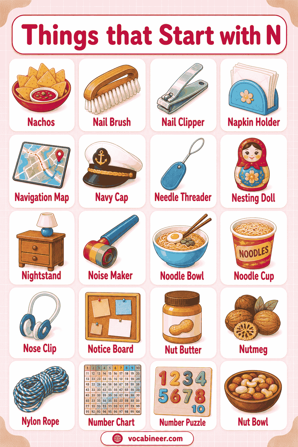 Things Beginning with N for Kids and Beginners