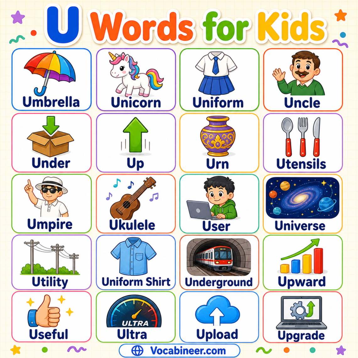 330 Words That Start with Letter U in English