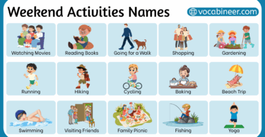 Weekend Activities Names with their Pictures