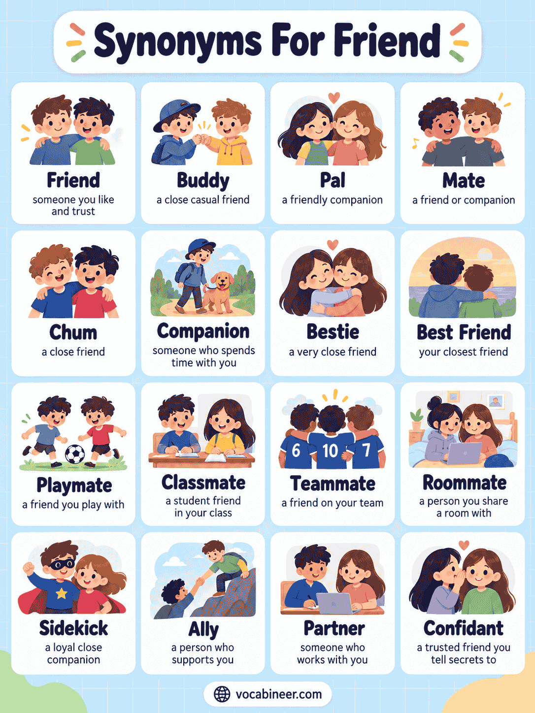 100+ Synonyms for Friend With Meanings and Examples