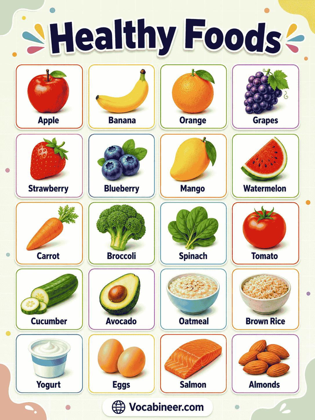 Common Healthy food names and pictures