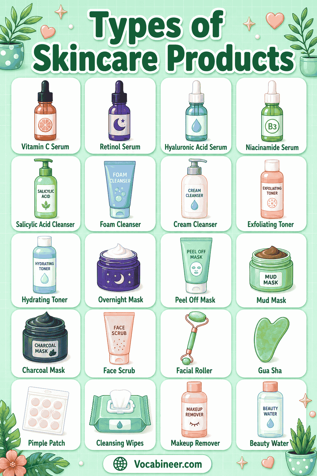 Common Skincare Products Names with Images