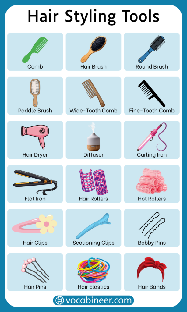 100+ Hair Styling Tools Names List with Pictures in English