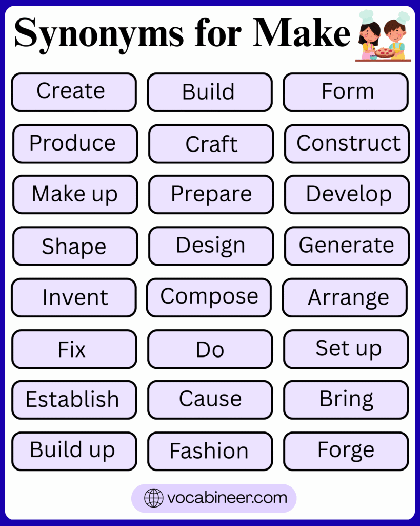 Synonyms For Make in English with Meanings