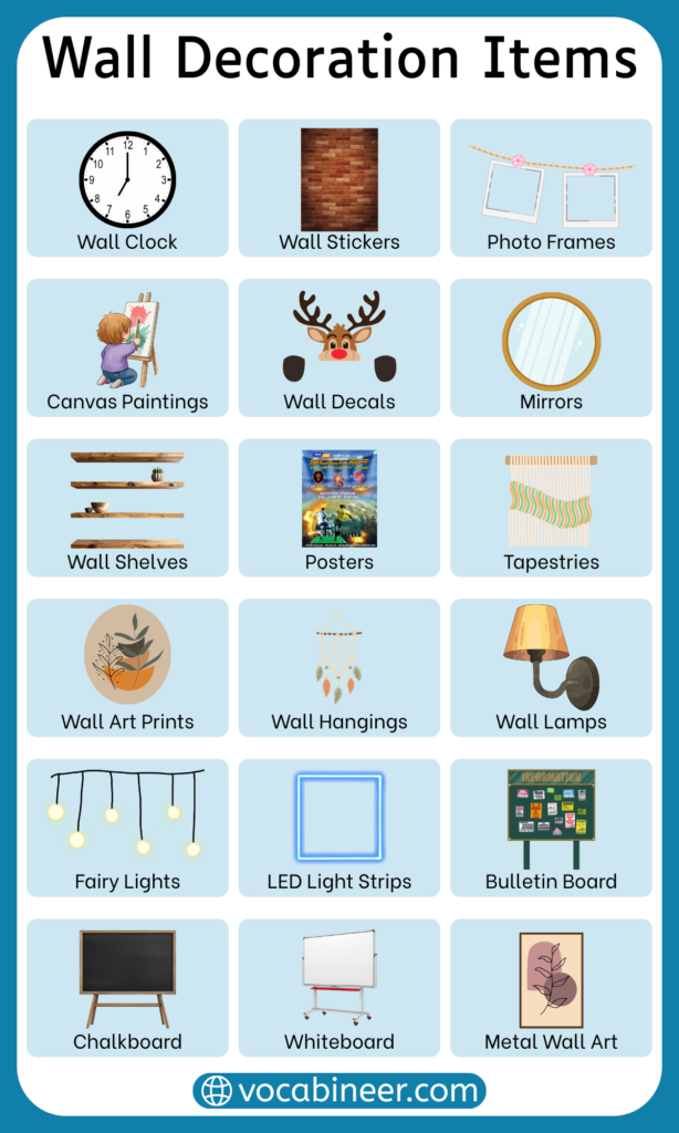 50+ Wall Decoration Items Name List with Pictures