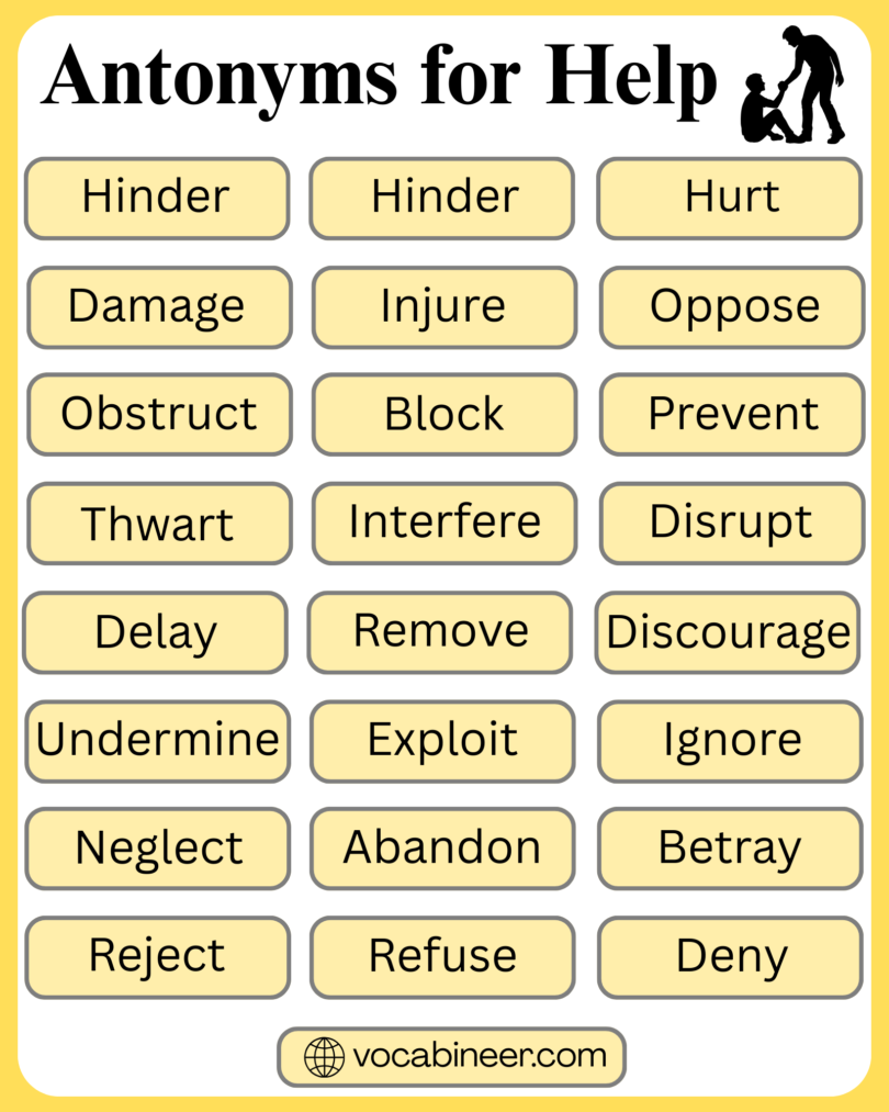 32 Antonyms for Help With Examples in English