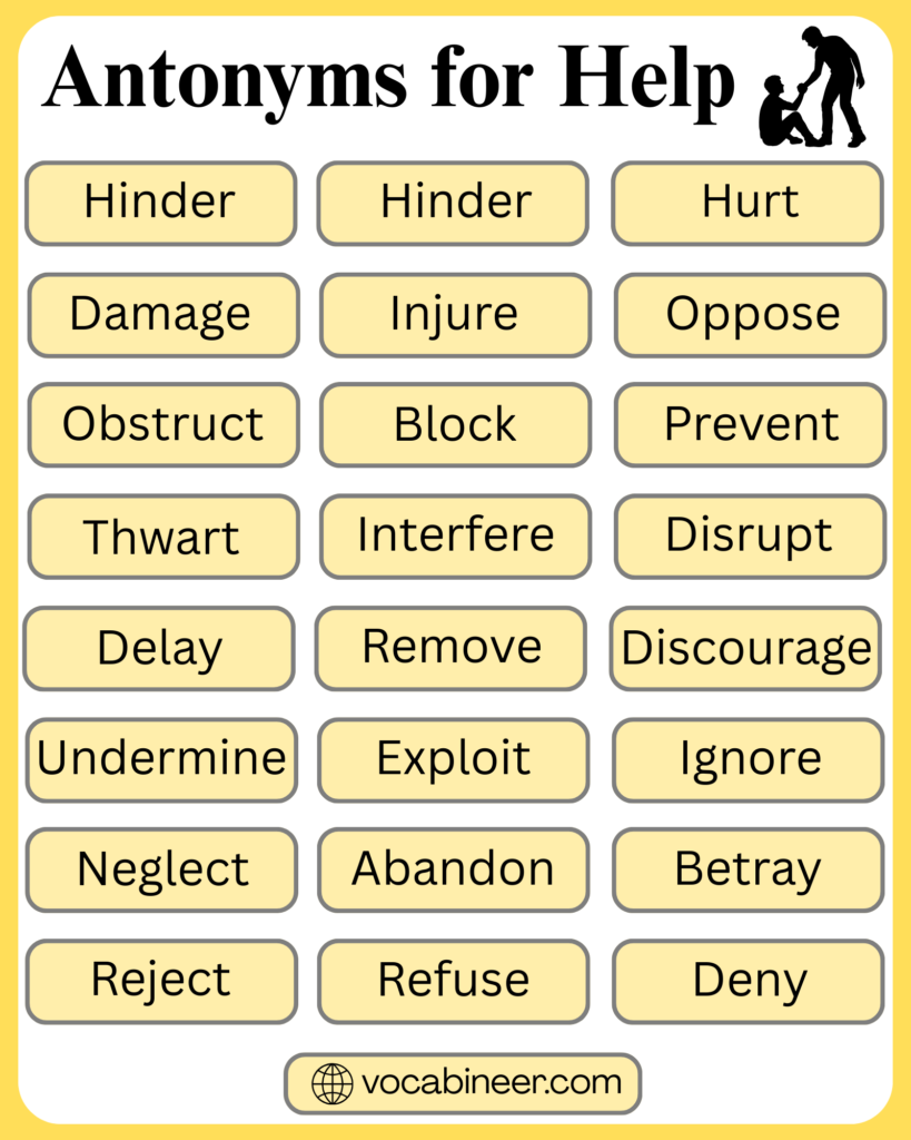 32 Antonyms for Help With Examples in English