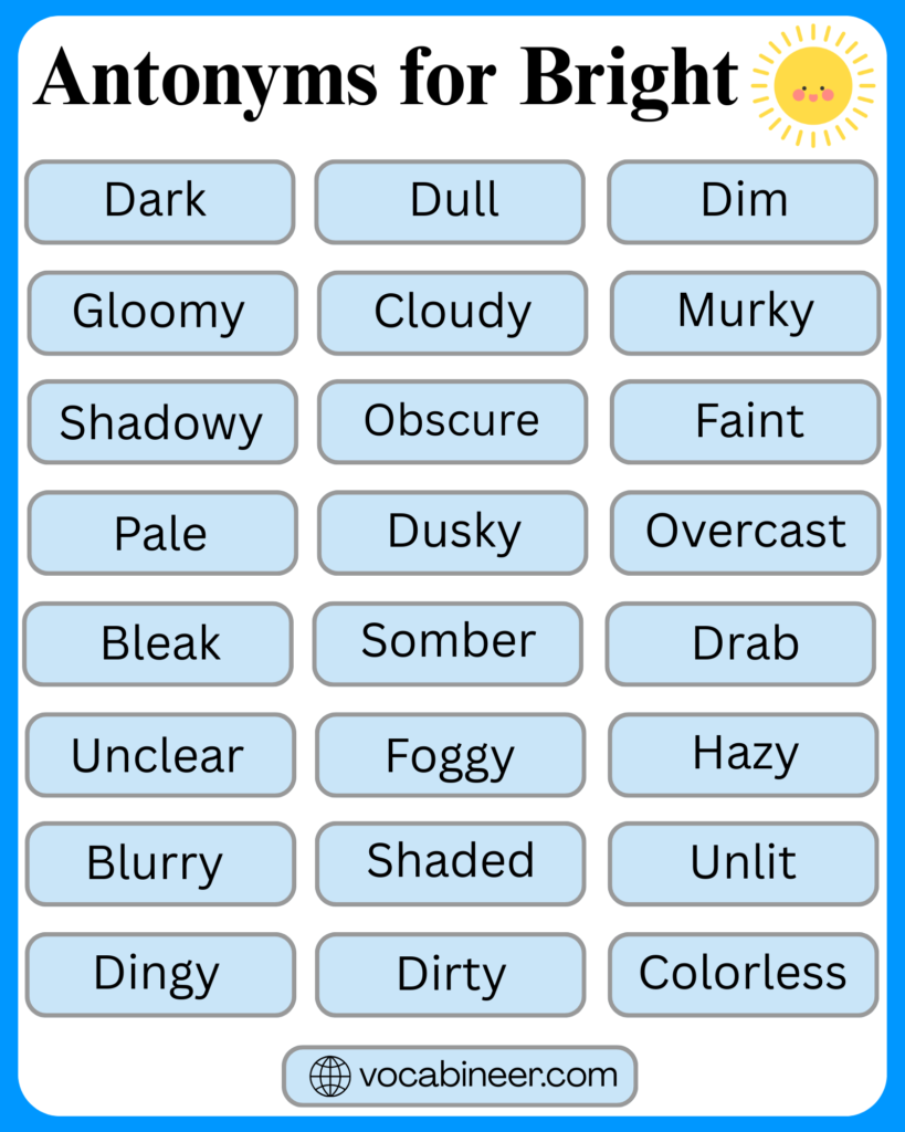 35 Antonyms for Bright with Meanings in English