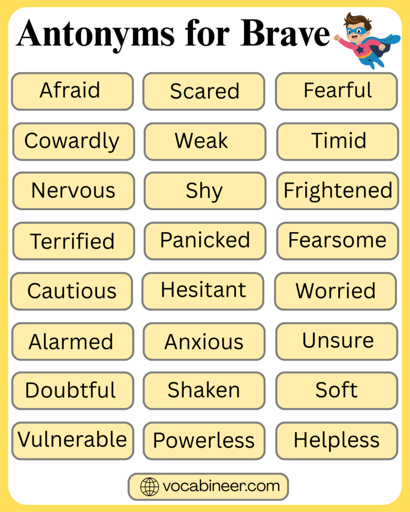 Antonyms for Brave: 50 Opposite Words in English