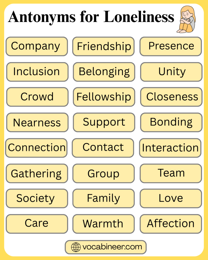 Antonyms for Loneliness: List of 40 Opposite Words in English