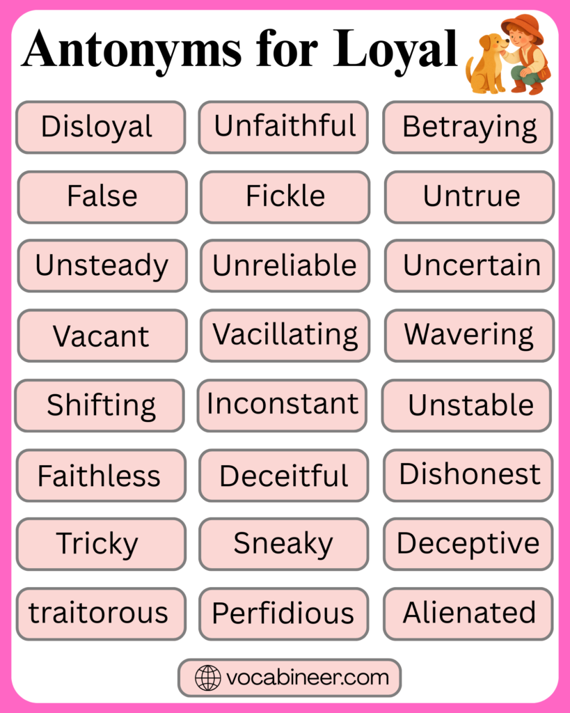 Antonyms for Loyal: 32 Opposite Words With Meanings in English