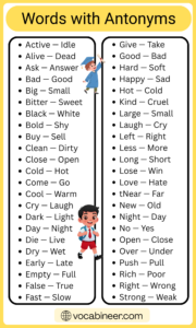 1000 Antonym Examples in English