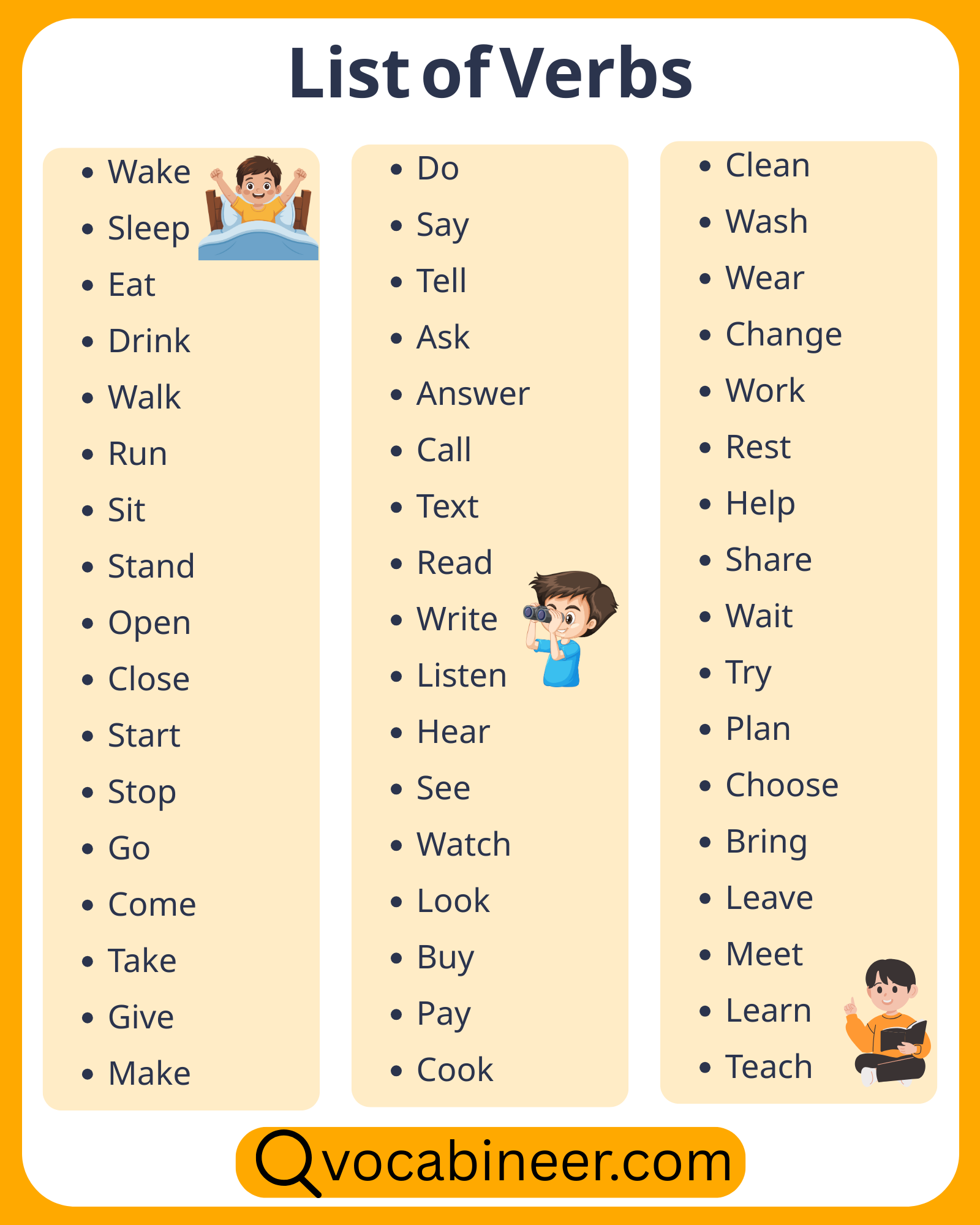 1000+ verbs in English with meanings in a complete A to Z list