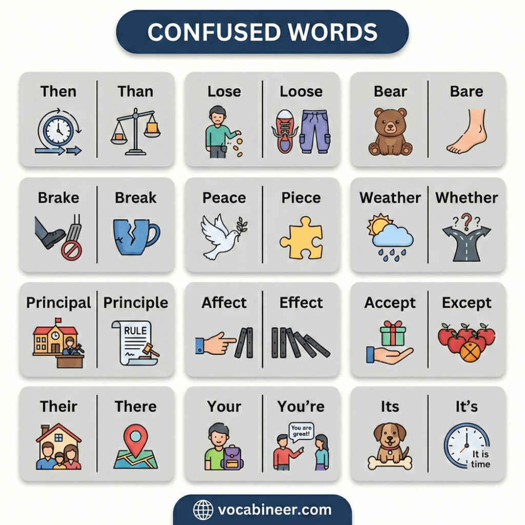100 Most Common Confusing Words Pair in English with Pictures