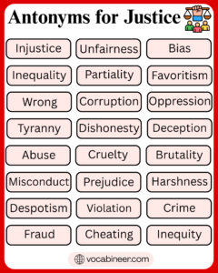 28 Antonyms for Justice with Meanings in English