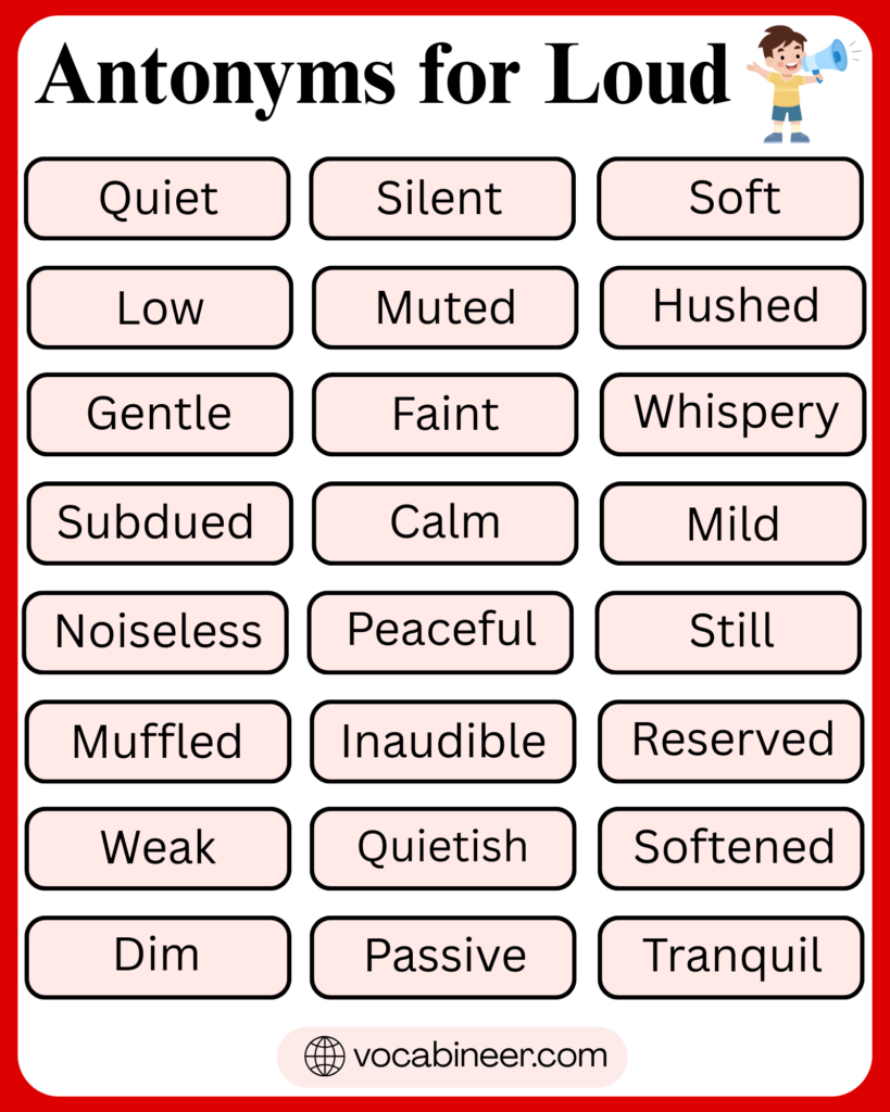 36 Antonyms for Loud with Meanings in English