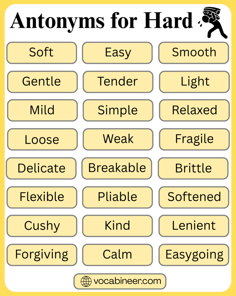 40 Antonyms for Hard with Meanings in English