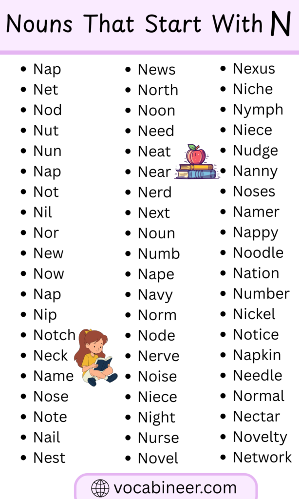 525 nouns beginning with N in English full list organized by category with common and academic N nouns