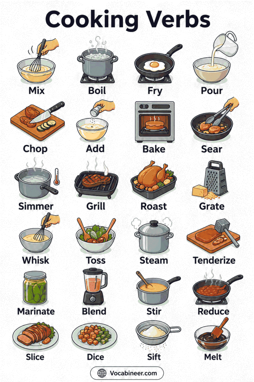 100+ Cooking Verbs in English with Pictures
