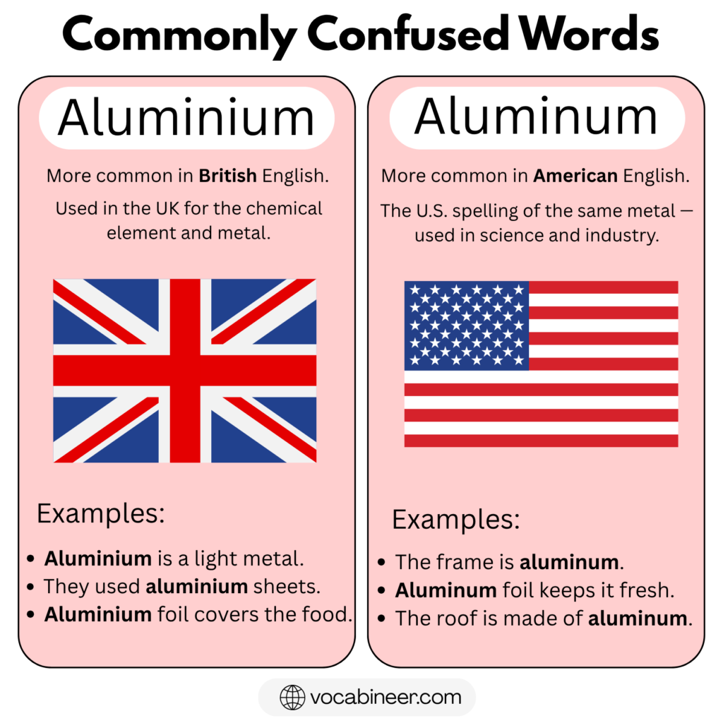 Difference Between Aluminium and Aluminum in English