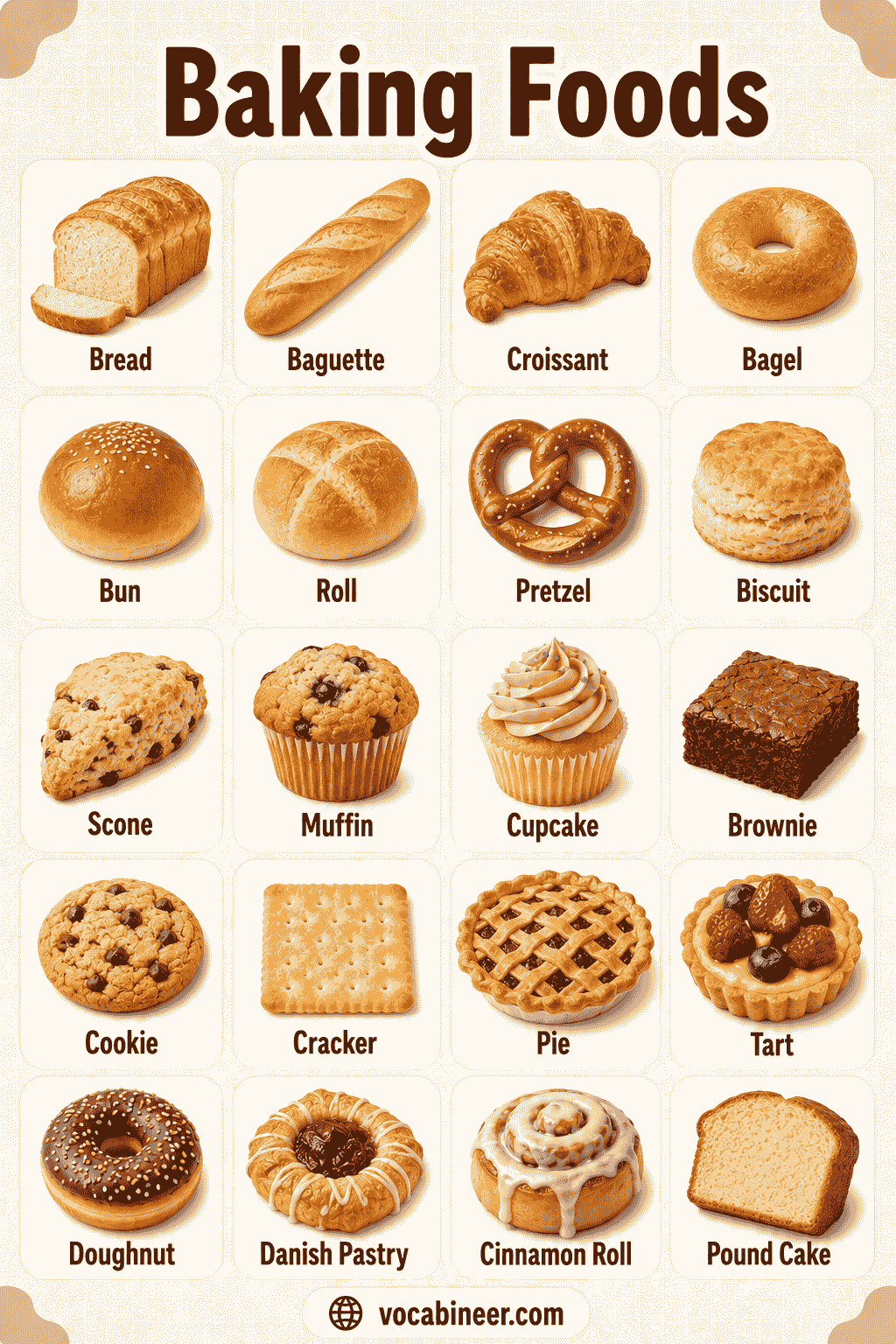 Names of Baked Foods with Simple Meanings and Uses