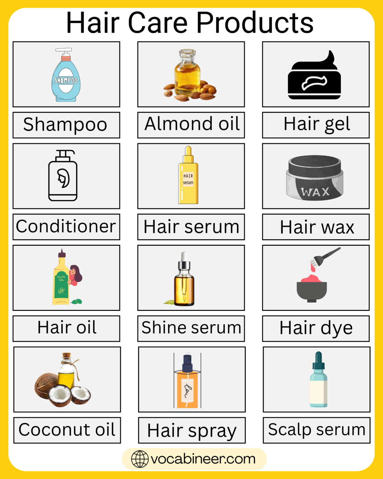 50+ Hair Care Products Names in English With Pictures
