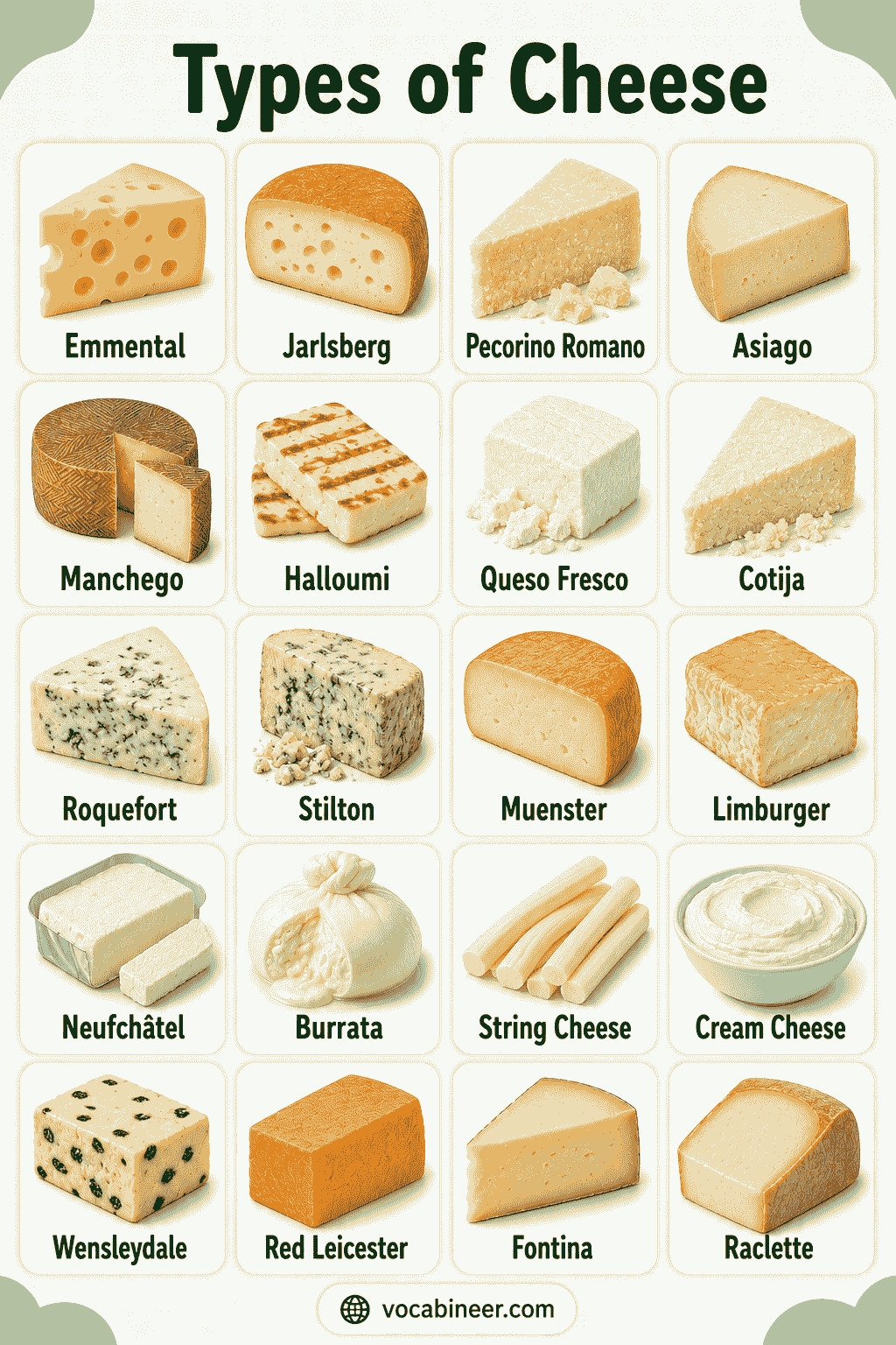 Types of Cheese with Pictures