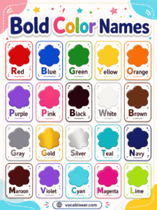 Bold Color Names with Pictures, Meanings, and Hex Codes