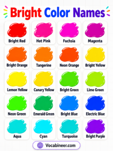 Bright Color Names: 40 Vivid Shades with Pictures
