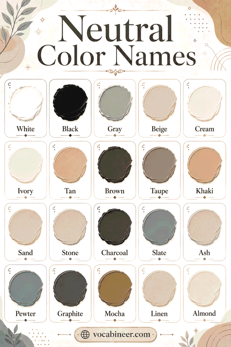 Neutral Color Chart Names Neutral Colors: Names, Meanings, List and Pictures