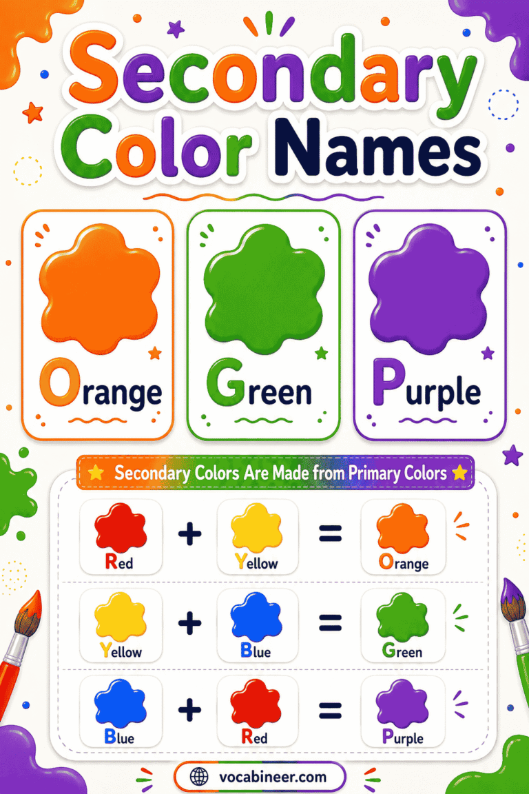 Secondary Color Names: Meaning, Examples, and Pictures