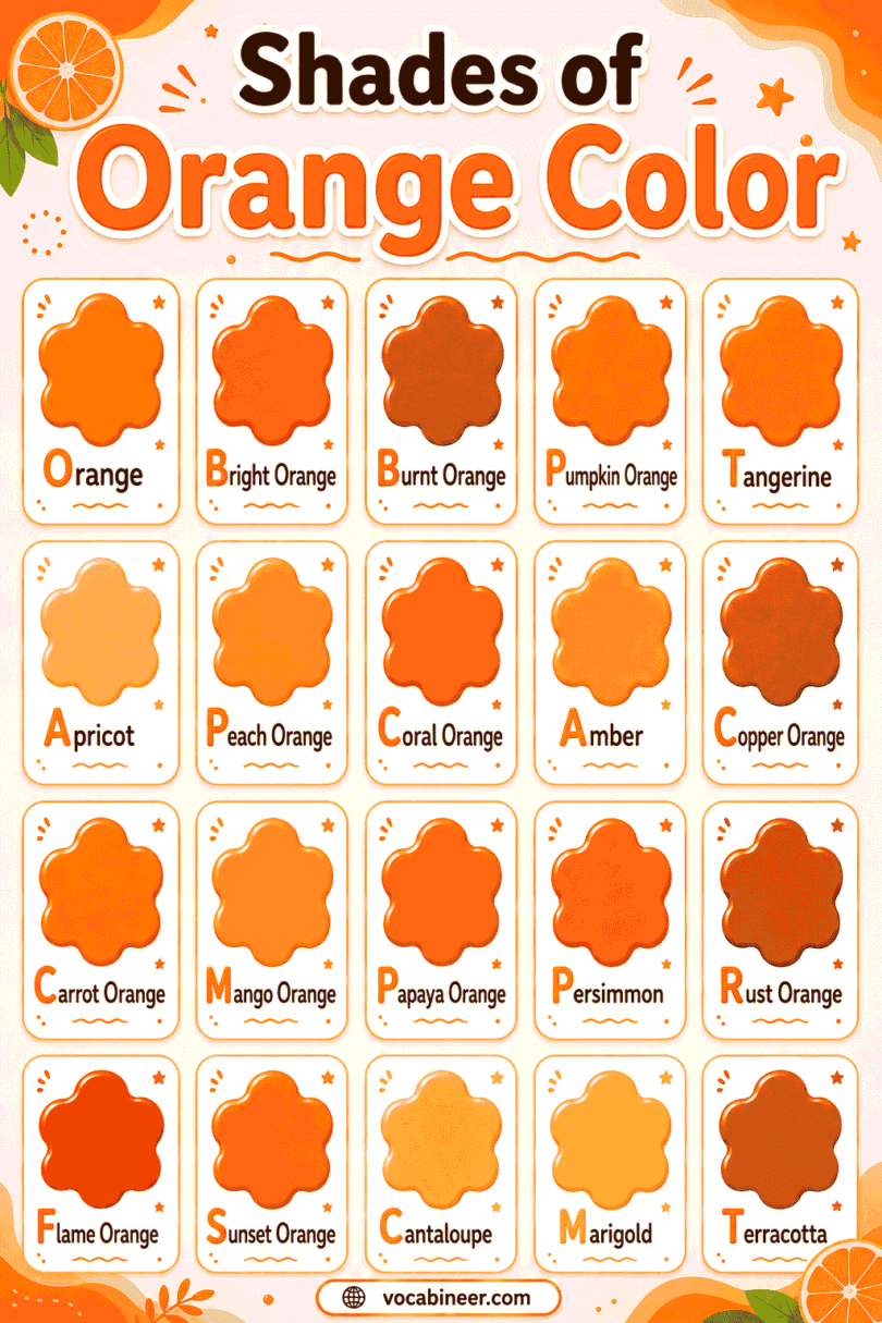 Shades of Orange Names with Pictures and Hex Codes