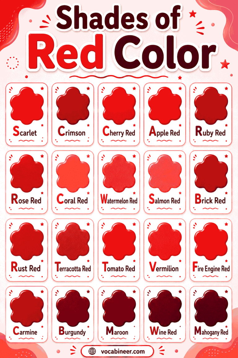 Shades of Red Names with Pictures and Hex Codes