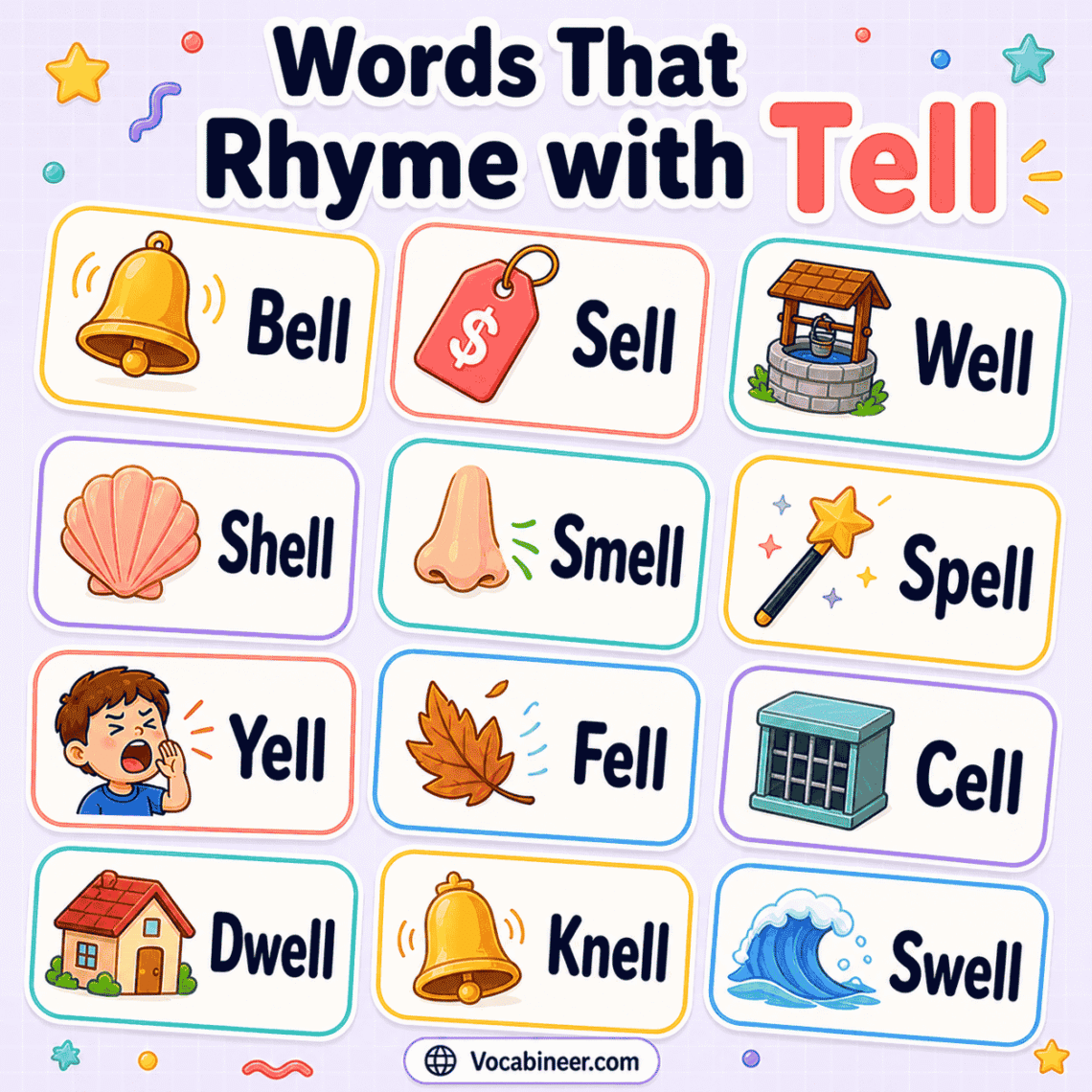 Tell Rhyming Words for Poems, Songs, and Kids