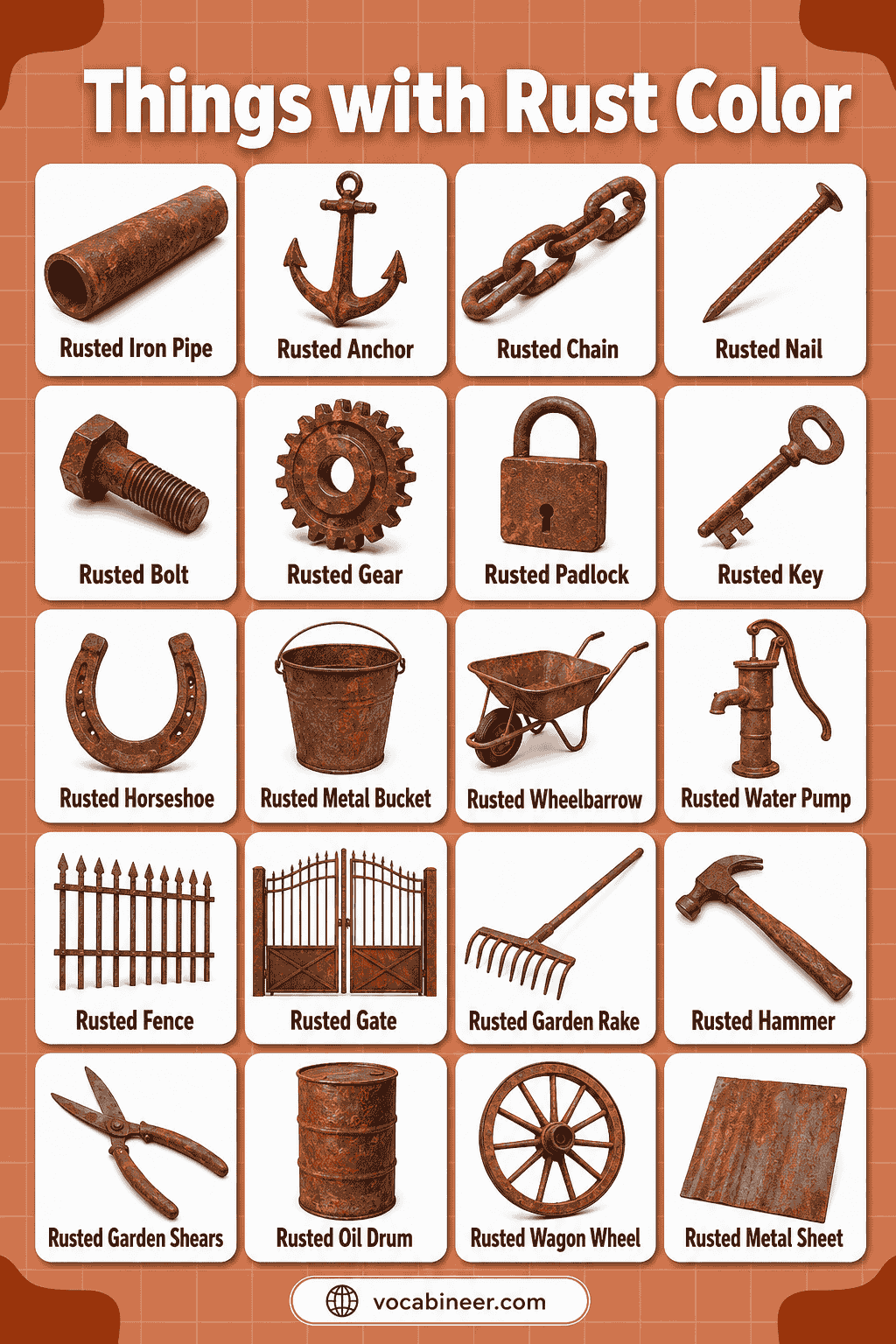 100+ Rust Colored Things Names with Pictures